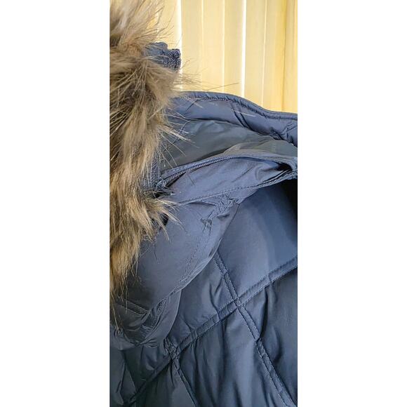 Land’s End  Goose Down Puffer Jacket Large 14-16 Gray Quilted Full Zip - Picture 6 of 10